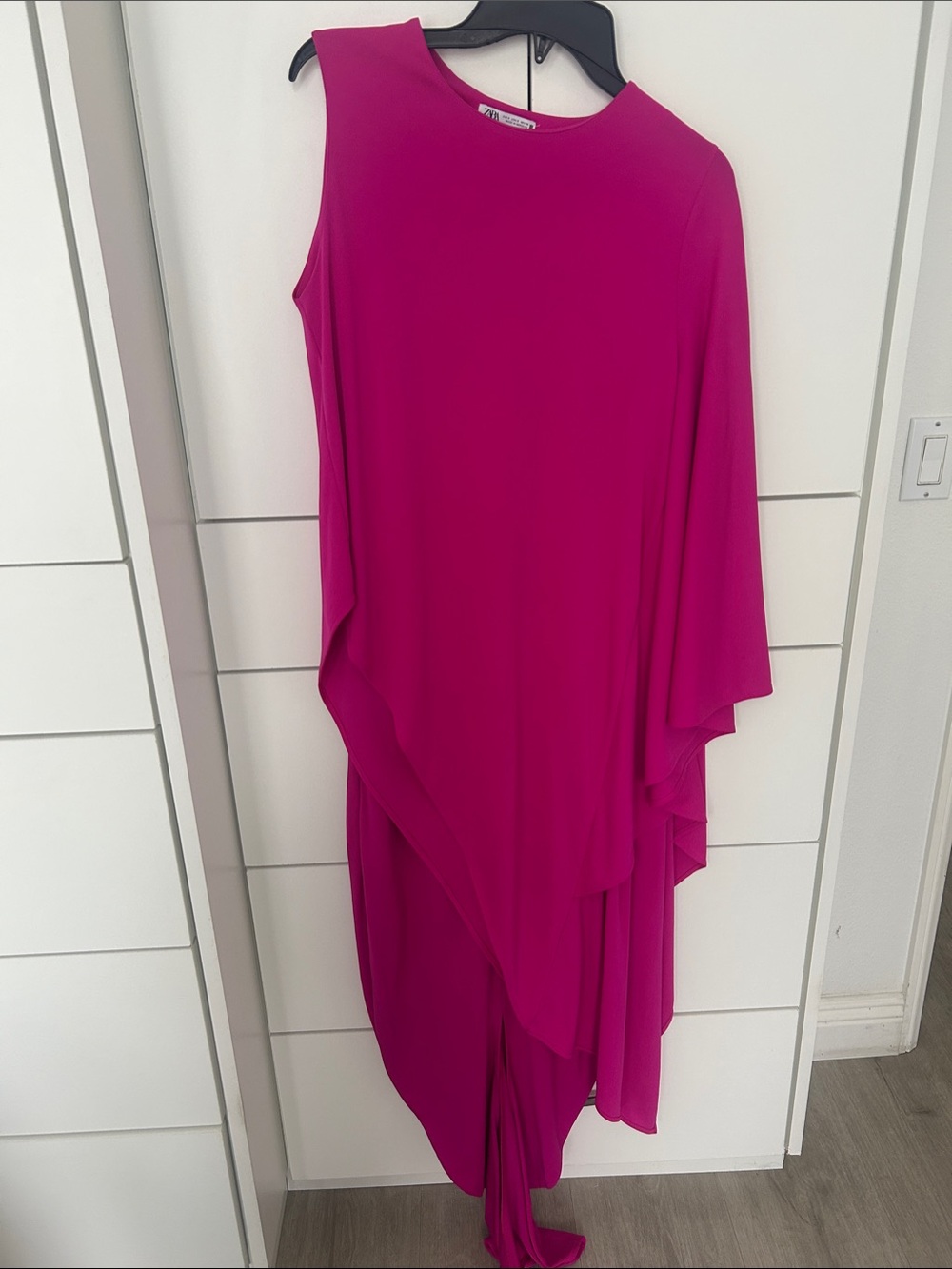 Elegant Fuchsia Asymmetrical Draped Women's 2 piece